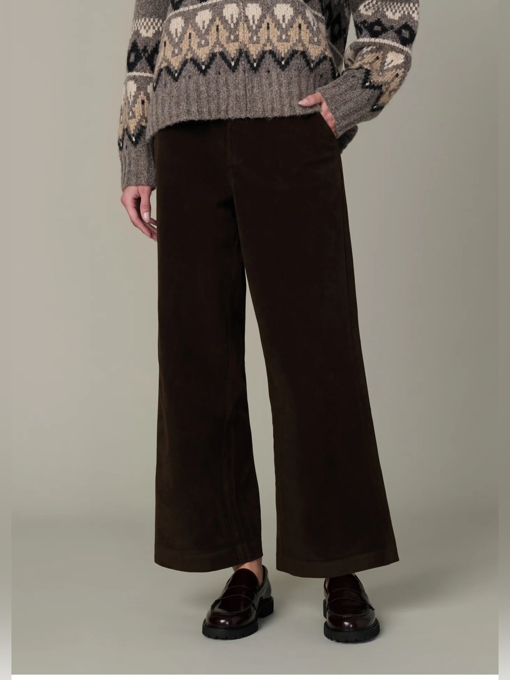 Joe’s Jeans Mia High Rise Wide Leg Faux Suede Pants in Dark Chocolate, Size 26